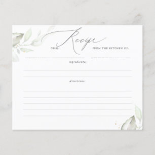 Gold Greenery Blätter Brautparty Rezept Karte