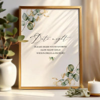 Gold Greenery Brautparty Date Night Jar Sign