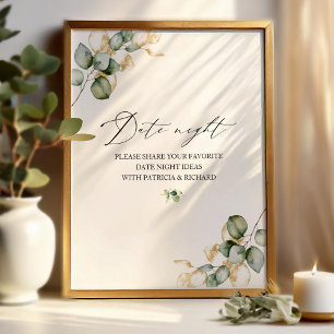 Gold Greenery Brautparty Date Night Jar Sign Poster