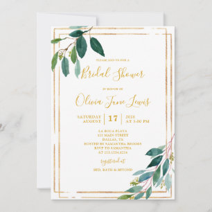 Gold Greenery Bridal Dusche Einladungen