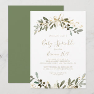 Gold Greenery Fall Baby Sprinkle Einladung