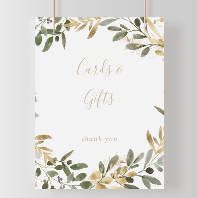 Gold Greenery Fall Cards and Gifts Sign Poster (Von Creator hochgeladen)