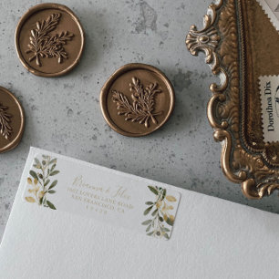 Gold Greenery Fall Return Address Label