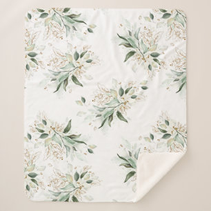 Gold Greenery Foliage Elegante Weiß Romantik Sherpadecke