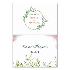 Gold Greenery Guest Name Wedding Platzkarte Tischnummer