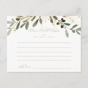 Gold Greenery Hochzeit im Herbst Advice Card Postkarte