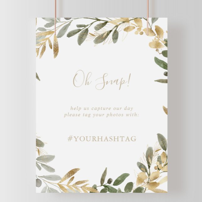 Gold Greenery Hochzeit im Herbst Oh Snap Signing Poster (Von Creator hochgeladen)