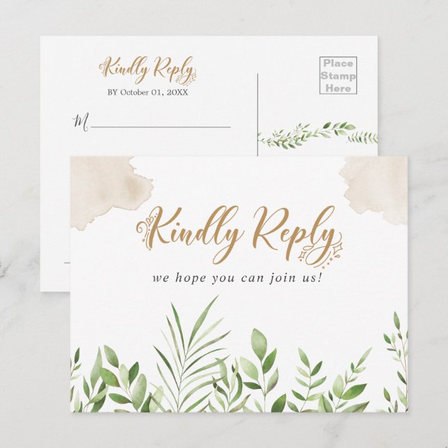 Gold Greenery Song Request UAWG Postcard Einladungspostkarte (Vorne/Hinten)