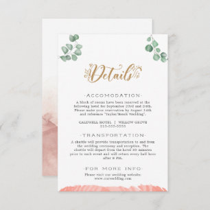 Gold Greenery Wedding Details Eintrittskarte Begleitkarte