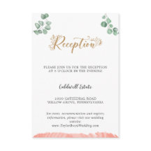 Gold Greenery Wedding Reception Insert Card