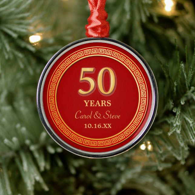 Gold griechische Key Frame 50 Jahre alt Ornament Aus Metall (Baum)