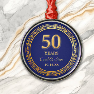 Gold griechische Key Frame Blue 50 Jahre alt Ornament Aus Metall