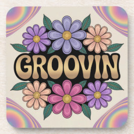 Gold Groovin Psychedelic Blume Untersetzer Set