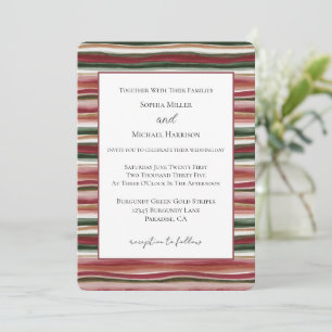 Gold Grün Burgund Blush Rot Streifen Hochzeit Einladung
