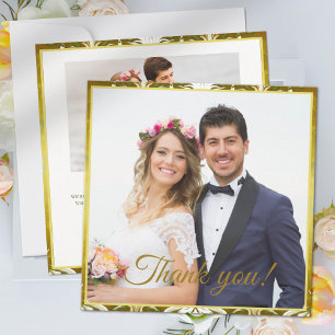 Gold Grün Damast Hochzeit Dankeskarte