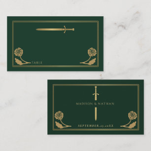 Gold Grün Mittelalterliches Königsschwert Hochzeit Platzkarte