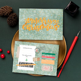 Gold Grün Muster Weihnachten Ticket Geschenkgutsch