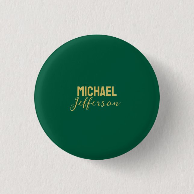 Gold grüne Farbe elegante moderne minimalistische  Button (Vorderseite)