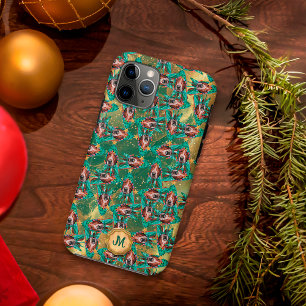 Gold Grüner Basset Hound Süßer Hund Weihnachten Case-Mate iPhone Hülle