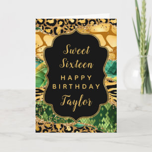 Gold Grüner Safari Achat Sweet 16 Alles Gute zum G Karte