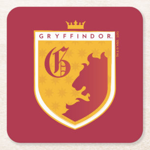 Gold GRYFFINDOR™ Crowned Wappen Rechteckiger Pappuntersetzer