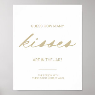 Gold Guess Wie viele Kisses Brautparty Game Poster