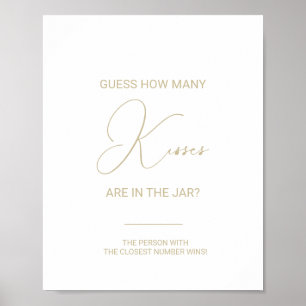 Gold Guess Wie viele Kisses Brautparty Game Poster