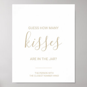 Gold Guess Wie viele Kisses Brautparty Game Poster