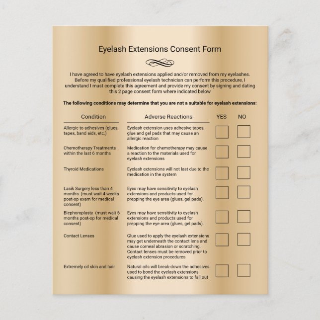 Gold-Haftpflichtabfindungssalon für Eyelash Flyer (Vorne)