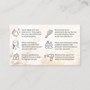 Gold Hair Extensions Aftercare Card  Visitenkarte
