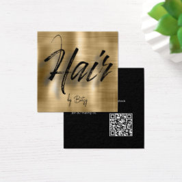 Gold Hair Stylist Business Card Schwarz und Brushe
