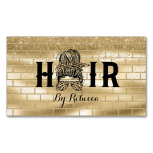 Gold Hair Stylist Magnetic Business Card Magnetische Visitenkarte