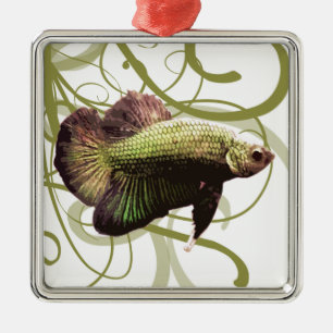 Gold Halbmond Betta Siam Kämpfen Fisch Ornament Aus Metall