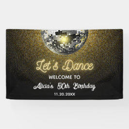 Gold Halftone Disco Ball Zum Geburtstag tanzen Banner