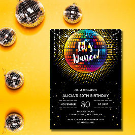 Gold Halftone Farbenfrohe Diskothek Ball Geburtsta Einladung