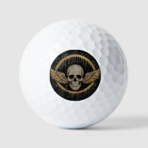 ☠️ Gold-Halo-Totenkopf-Emblem für dunkle Geschenke Golfball