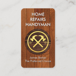 Gold Hammer-Emblem auf Holz Visitenkarte