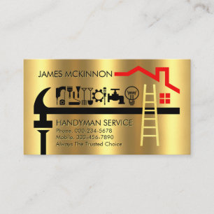 Gold Hammer Leiter Dachreparatur Visitenkarte