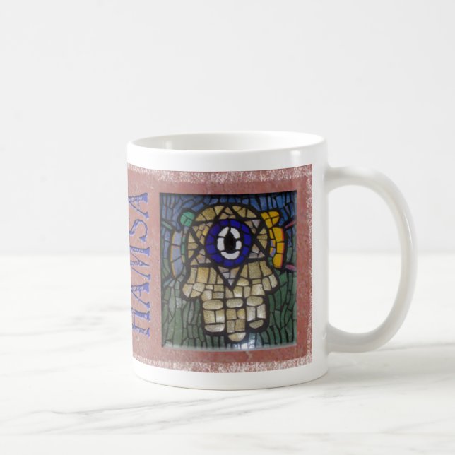 Gold Hamsa mit silbernem Stern und bösem Blick Kaffeetasse (Rechts)