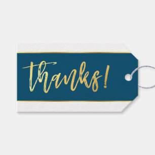 GOLD HAND LETTERED DANKS stilvolle marineblau weiß Geschenkanhänger