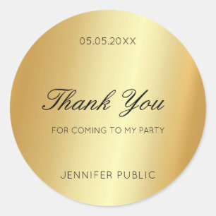 Gold Hand Schrift Text Danke Glamour Vorlage Runder Aufkleber