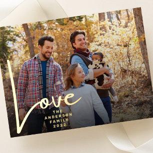 GOLD HAND SCHRIFTLICH LIEBE Happy Ferien Foto Folien Feiertagspostkarte