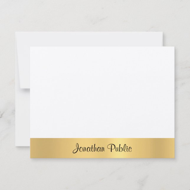 Gold Hand Script Modernes Template Stilvoll bescha Mitteilungskarte (Vorderseite)