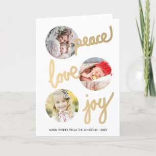 Gold Handgeschriebene Feiertage 3 Foto Collage Car Feiertagskarte