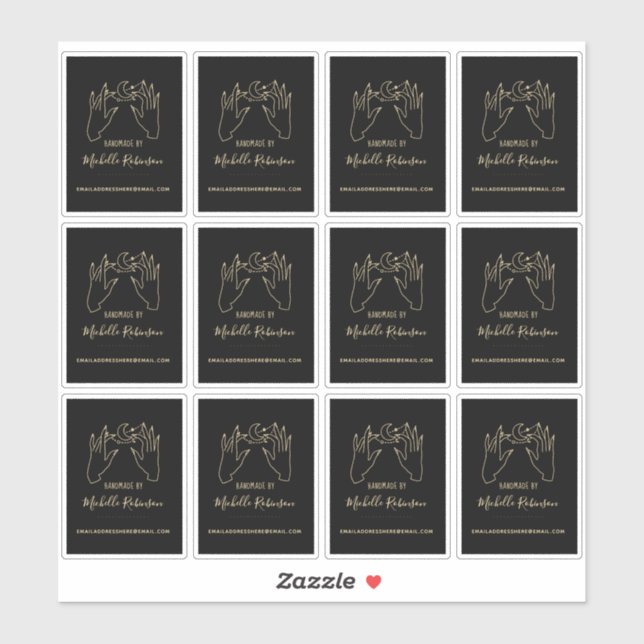 Gold handgezeichnet Mondskriptname Handmade by Aufkleber (Blatt)