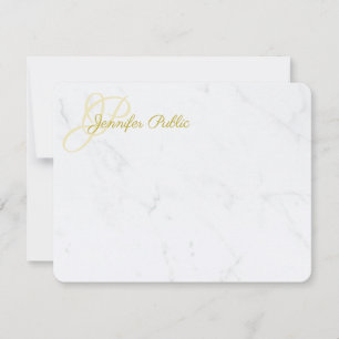 Gold Handschrift Name Text Elegante Marmorvorlage Mitteilungskarte