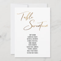 Gold Handschrift Tabelle siebzehn Sitzplakette