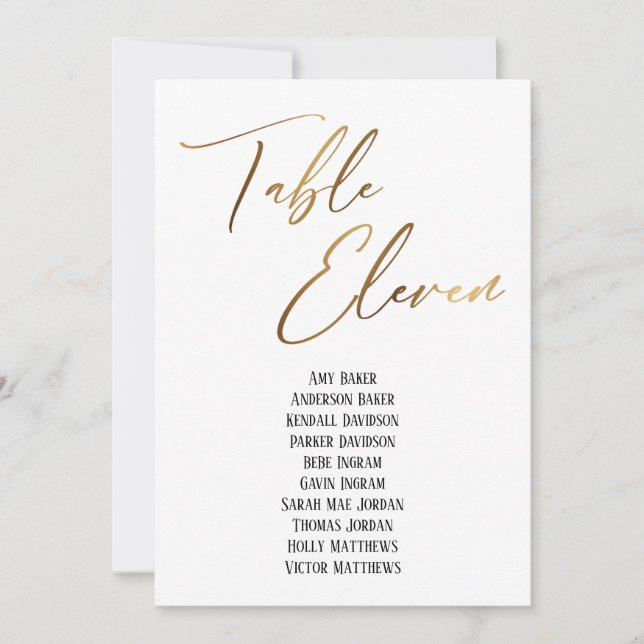 Gold Handschrift Table 11 Sitzplakette (Vorderseite)