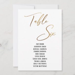 Gold Handschriftentisch Sechs Sitzplakette