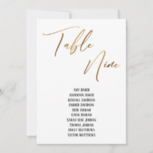 Gold Handwriting Table Neun Seekarte